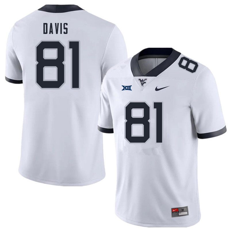Men #81 Treylan Davis West Virginia Mountaineers College Football Jerseys Sale-White - Click Image to Close